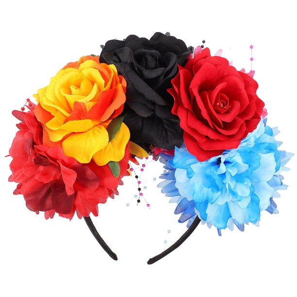KAKOWELY Diadema de flores, diadema floral, guirnalda, corona de flores, tocado, accesorios para el cabello