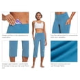 thumbnail image 4 of BALEAF Yoga Pants for Women Capris High Waist Leggings with Pockets Wide Leg Exercise Workout Crop Straight Open Bottom Niagara M, 4 of 6
