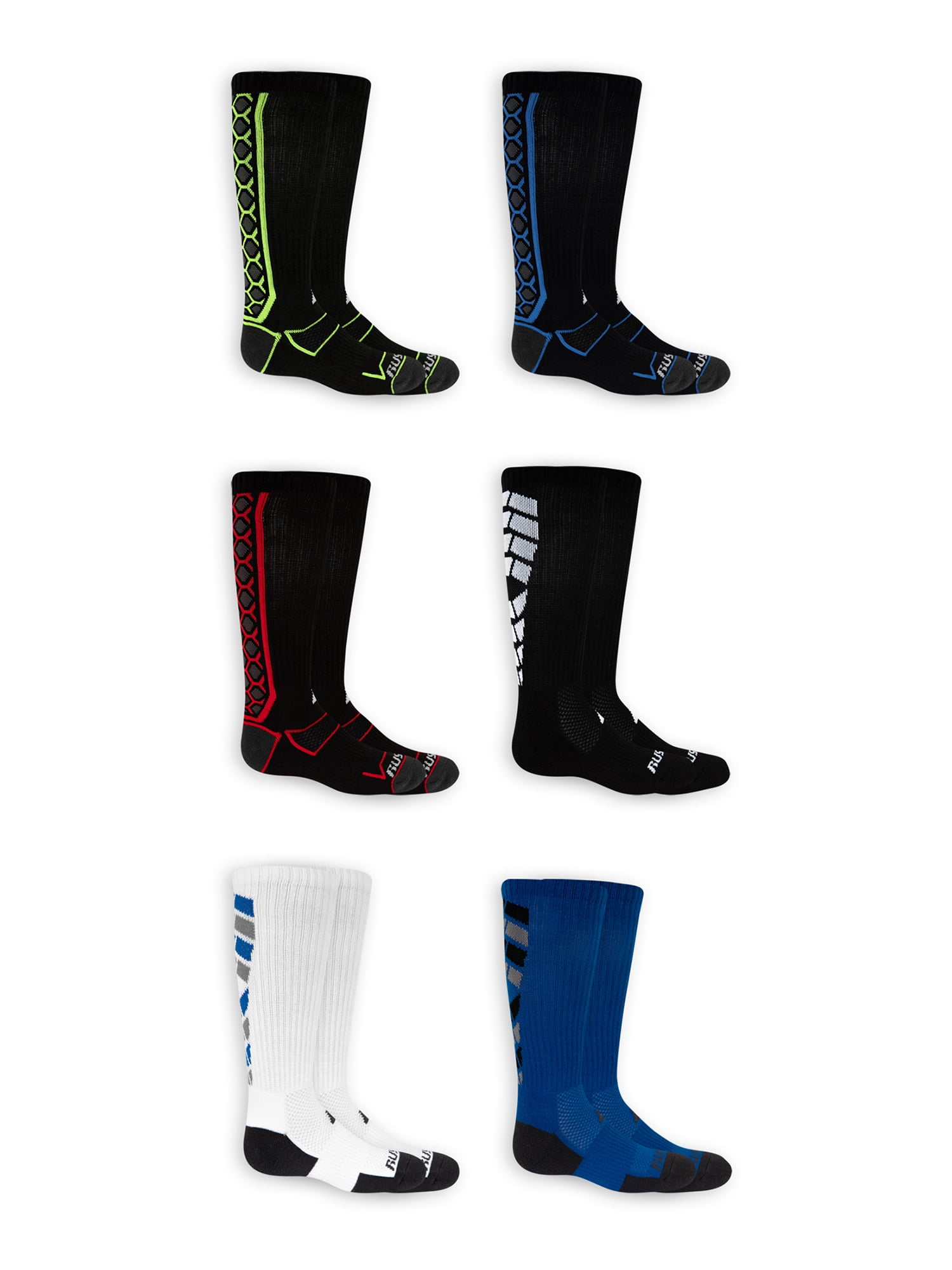 Russell Active Boys Crew Socks 6 Pack Socks