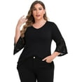 thumbnail image 4 of Daystry Women's Plus Size Top 3/4 Sleeve Shirt Dressy Tunic Blouse Black-3X, 4 of 10