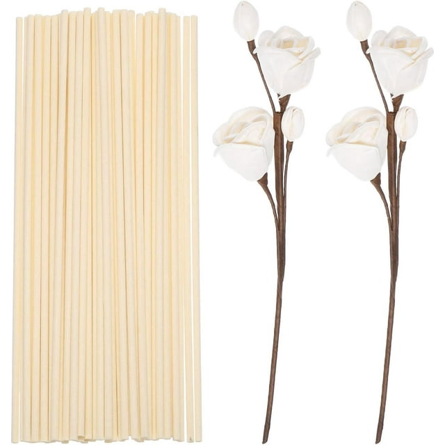 uxcell 102Pcs Reed Diffuser Sticks Set, Fiber Fragrance Flower Reed Diffuser Replacement Refill Sticks Flower Decor with Plastic Bottle for Home, Hotel, Office (Wood)