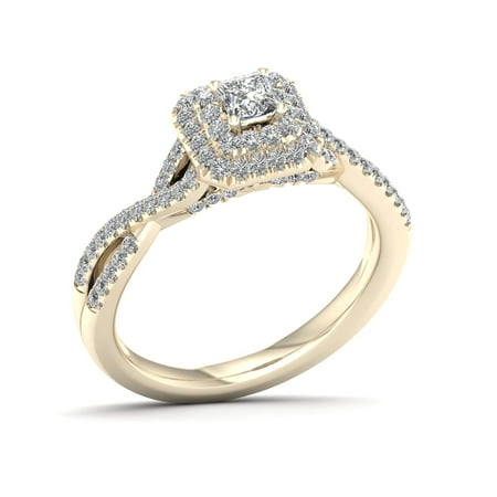 Imperial 1/2ct TDW Princess Cut Diamond 10K Yellow Gold Twist Shank Engagement Ring