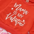 thumbnail image 5 of Girls Outfits Valentine's Day Letter Print Long Sleeve Sweatshirt and Heart Print Flare Pants Two Piece Set for Toddler Kids Red 3 Years-4 Years, 5 of 7