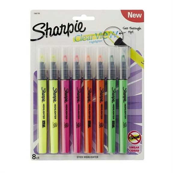 Sanford Ink  Clearview Pen-Style Highlighter, Fine Chisel Tip, Assorted Ink - 8 per Pack