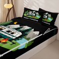 thumbnail image 3 of Erosebridal Retro RV Car Camping Pattern Zipper Twin Comforter Sets with Fitted Sheet and 2 Pillowcases,Adventure Theme Zipper Bedding Set,Black Green Red White,Black Reversible, 3 of 6