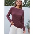thumbnail image 4 of Womens Casual Long Sleeve Round Neck Shirts Basic Fall and Winter Tops, 4 of 5