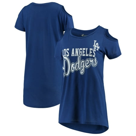 Los Angeles Dodgers G-III 4Her by Carl Banks Women's Clear the Bases Cold Shoulder Team T-Shirt - Royal