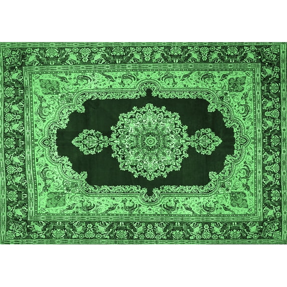 Ahgly Company Indoor Rectangle Medallion Emerald Green Traditional Area Rugs, 3' x 5'