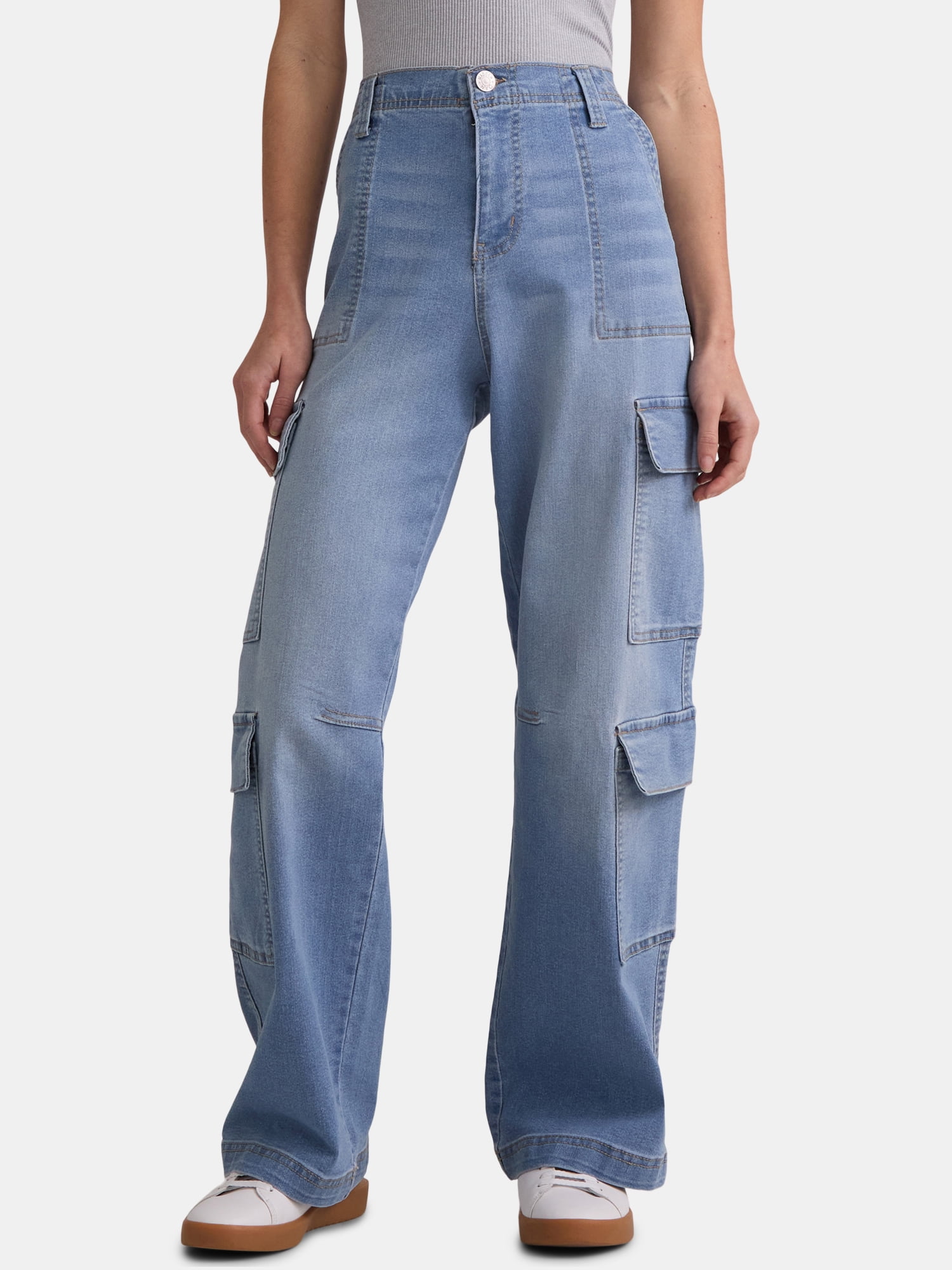 Madden NYC Womens Skater Cargo Jeans, 29" Inseam, Sizes XXS-XXL