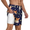 thumbnail image 2 of Sigee Corgi Lying With Moons And Stars Print Mens Swim Trunks with Compression Liner Quick Dry Swim Stretch Beach Shorts with Pockets,S-3XL, 2 of 7