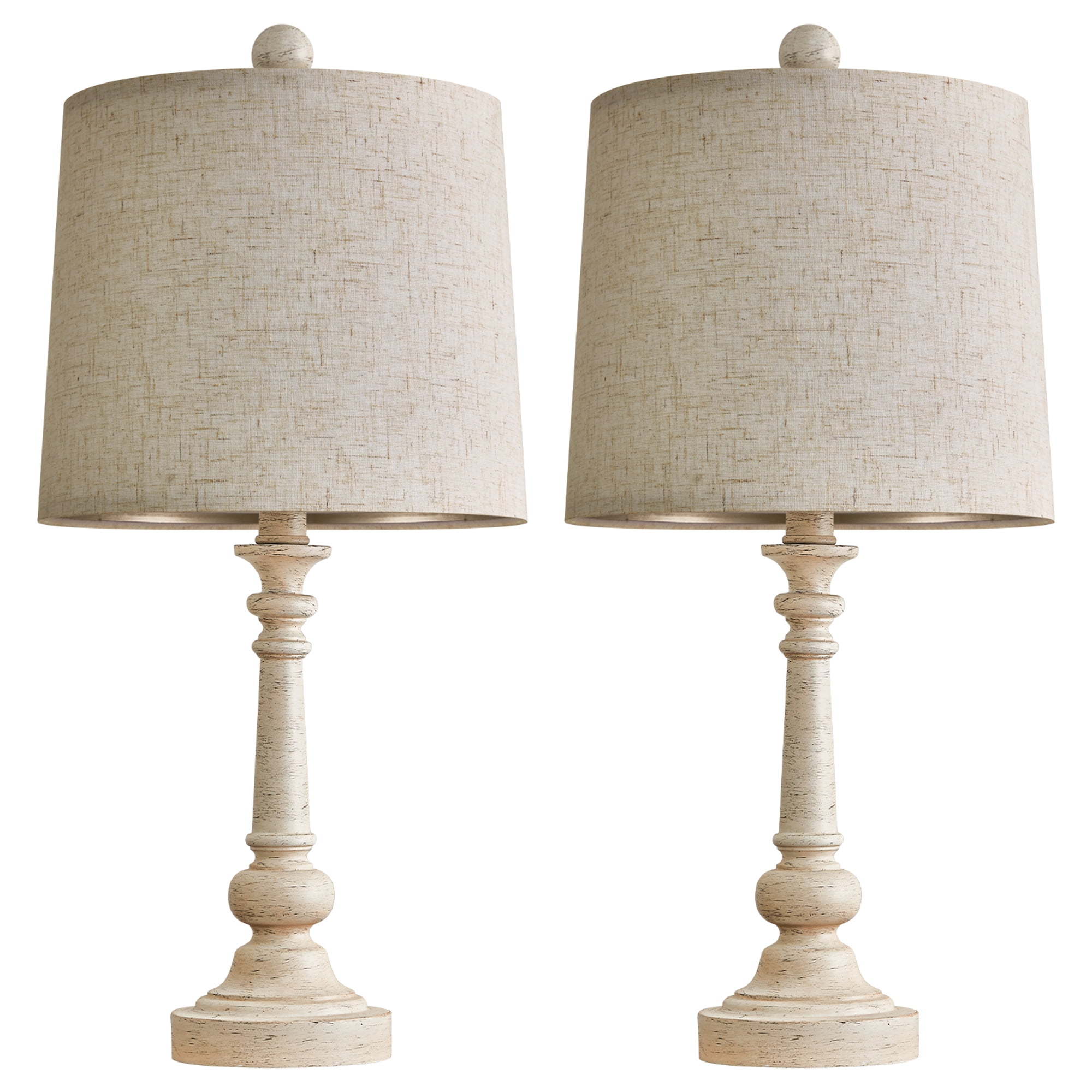 Oneach 20.25" Retro Farmhouse Table Lamp Sets of 2 for Living Room Bedroom Rustic Bedside Nightstand Lamp Resin