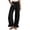 Black——Back to School Outfits for Women, variant on Womens Wide Leg Pants Elastic Waist Cotton Linen Trousers Ruffled Hem Smocked Pant with Pockets White M