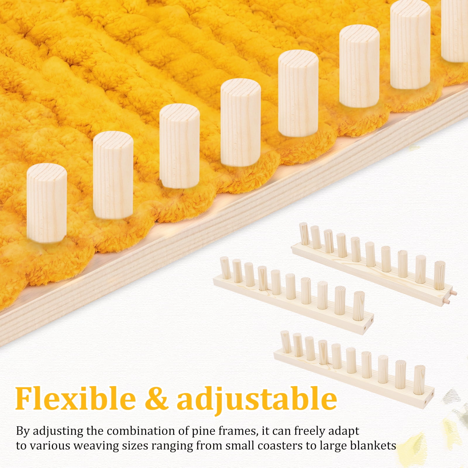 46" Chunky Knitting Loom Chunky Blanket Frame Knitting Frame Long No Needle Required and Adjustable Extra Large Chunky Blanket Loom Chunky Knitting Blanket Machine DIY Chunky Knit Blanket Loom
