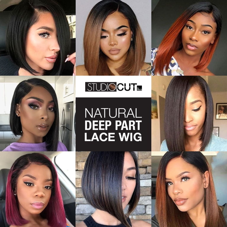 Black wig lace from side part medium length 16 inches long Heat ok s-l400.jpg main image 4