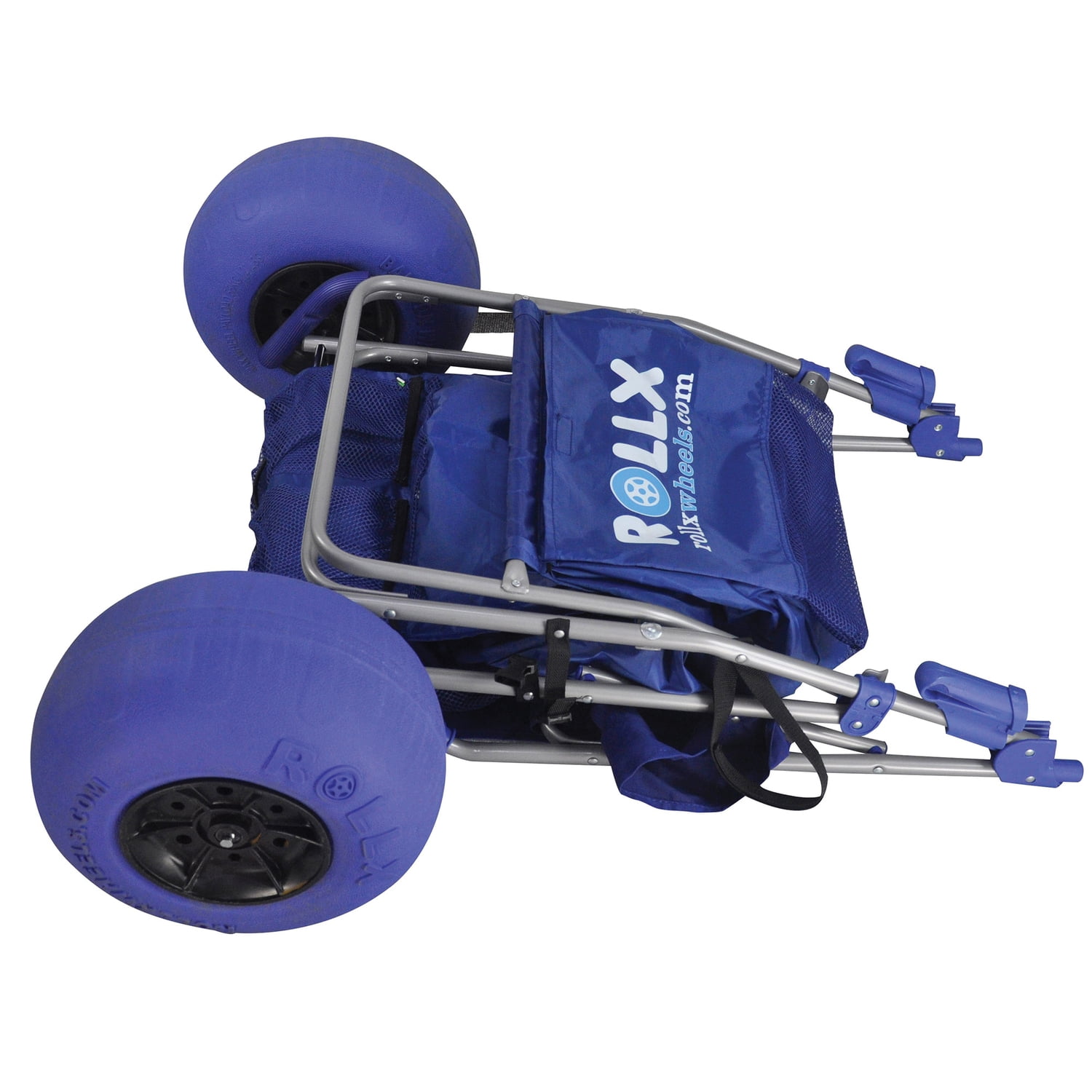 Rollx Big Balloon Wheel Foldable Beach Cart Storage Wagon for Sand, with 13-In. Beach Tires, Blue, RLX1-1107