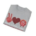 thumbnail image 4 of Peace Love Cure Blood Cancer Awareness Month Red Ribbon TShirt, 4 of 4