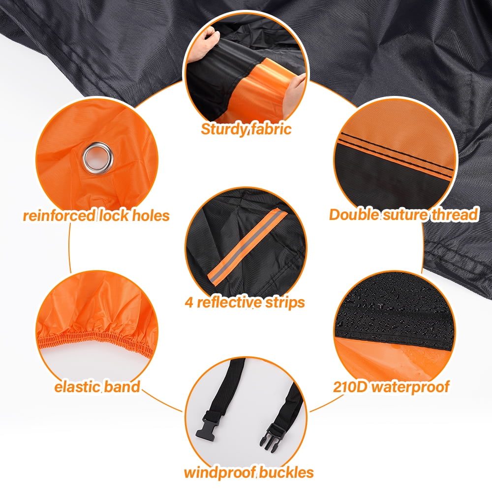 XiongXiong 210D Oxford Motorcycle Cover All Season, Universal Waterproof Weather Outdoor Protection Scooter Shelter Tear Proof Night Reflective 4XL