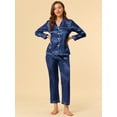 thumbnail image 3 of Unique Bargains Women's Satin 2pc Loungewear Button Down Silky Pajama Sleepwear Sets, 3 of 6