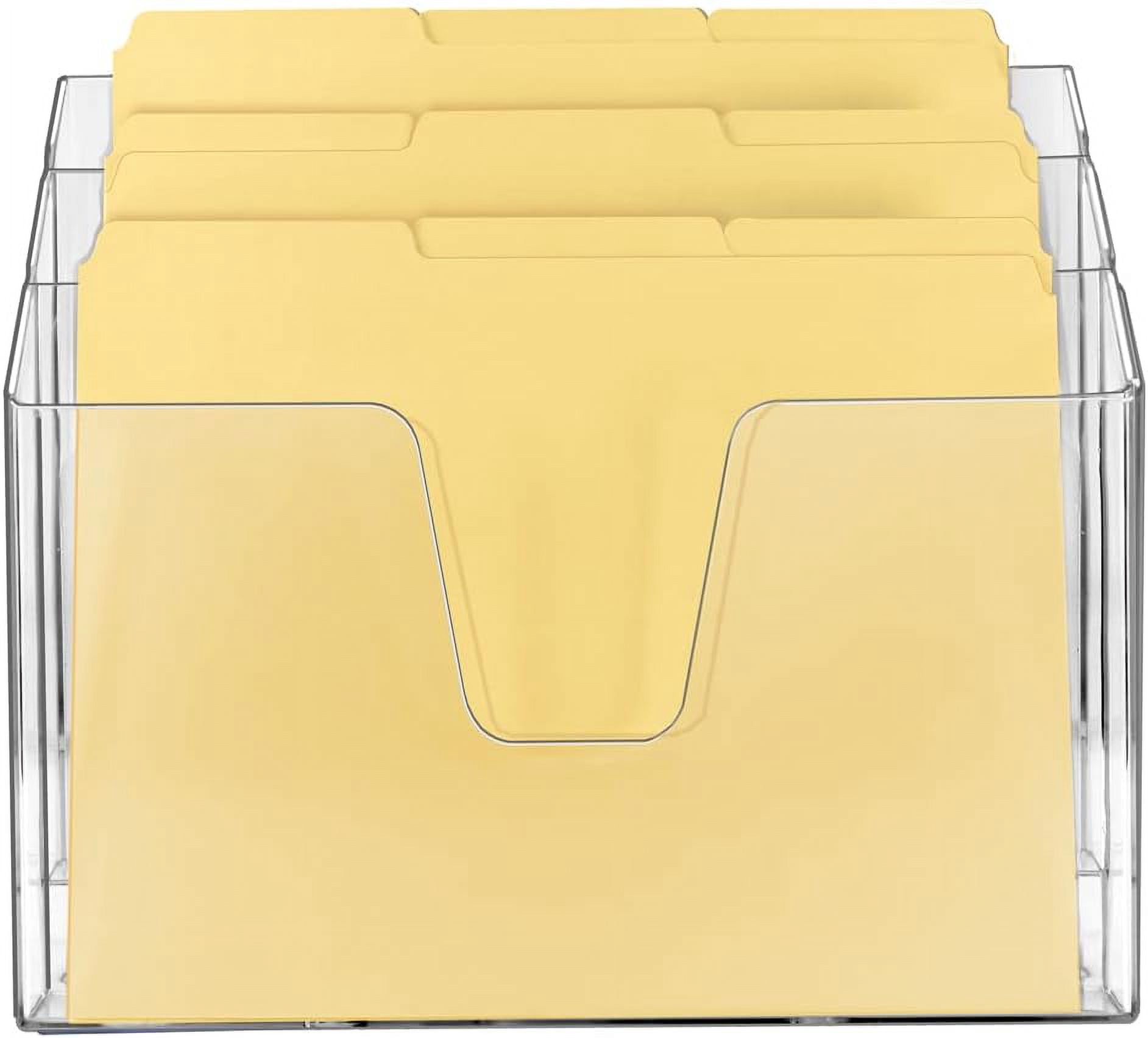 Acrimet Horizontal Triple File Folder Holder Organizer (Manila Folders Letter Size Included) (Clear Crystal Color)