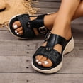 thumbnail image 6 of Samdudou Casual Sandals for Women Summer Open Toe Slip On Slides Woven Raffia Strap Texture Metal Buckle Detail Outdoor Walking Shoes Chic Beach Vacation Slippers Ladies, 6 of 9