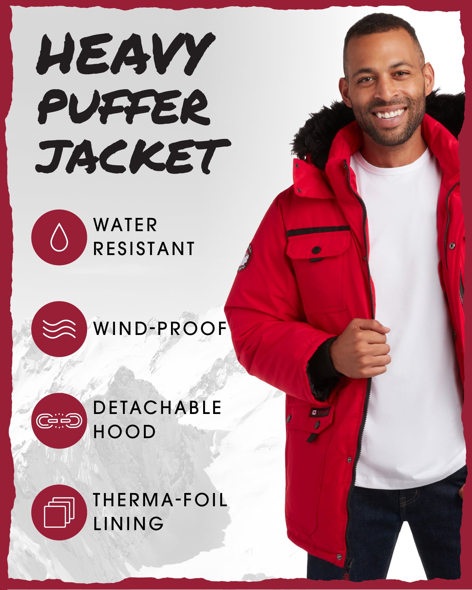 CANADA WEATHER GEAR Men's Parka Jacket - Heavyweight Ripstop Therma Foil Puffer Coat (M-5X)