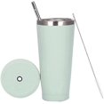 thumbnail image 1 of Tasse de Voyage, Tasse à Double Paroi avec Paille, Tasse Isolée en Acier Inoxydable pour Café, 1 of 5
