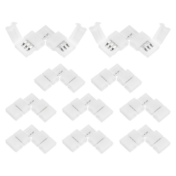 Uxcell 10-Pack 3-Pin 8mm LED Strip Lights Connectors L Shape for 5050 2835 Strip Light DIY Lighting [White]