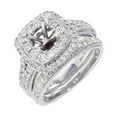 thumbnail image 1 of 14K White Gold Bridal Set Semi Mount 1.00ctw Diamond Ring Setting Double Halo, 1 of 5