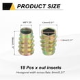 thumbnail image 2 of 18 Pcs Threaded Inserts for Wood, Zinc Alloy M8 Hex-Flush Thread Inserts Nuts 18mm Length, 2 of 6