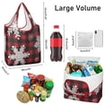 thumbnail image 3 of 5 Pack Foldable Shopping Bag,Red Christmas Snowflake and Plaid Pattern Reusable Grocery Bags with Pockets,Large Reusable Tote Bags with Handles Waterproof & Lightweight, 3 of 6