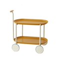 thumbnail image 5 of Movable Small Pushcart, Double Layered Edge Table, Rolling Coffee Table with Handle for Living Room, Ginger, 5 of 5