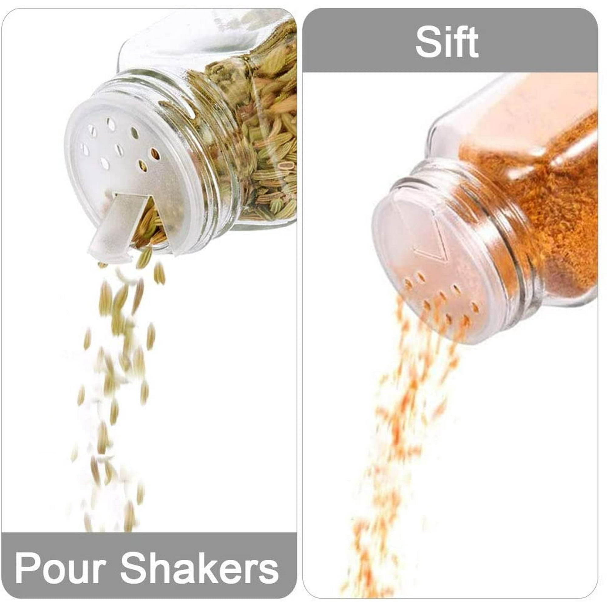 6 oz Empty Glass Spice Jars Set of 16 Square Glass Seasoning Jars Salts Containers with Metal Caps and Shaker Lids for Home Kitchen. Include 1 Pen 1 Funnels and 40 Labels. Walmart