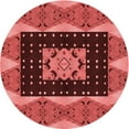 thumbnail image 1 of Ahgly Company Machine Washable Indoor Round Transitional Red Area Rugs, 4' Round, 1 of 7