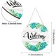 thumbnail image 5 of 1 juego de letrero de bienvenida retro de madera plana y redonda para colgar, decoración rústica de pared natural con plantas verdes, 5 of 8