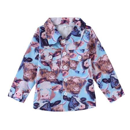 

Toddler Boys Long Sleeve Winter Shirt Tops Coat Outwear For Babys Clothes Cow Blue Top for 7 Year Old Boys