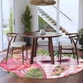 thumbnail image 4 of Summer Ocean Surfboard Round Living Room Rugs 5 ft, Beach Slippers Flower Palm Leaf Pink Plaid Washable Area Rug with Non-Slip Sturdy Edge Binding Round Carpet for Entryway Kitchen Bedroom Bathroom, 4 of 9