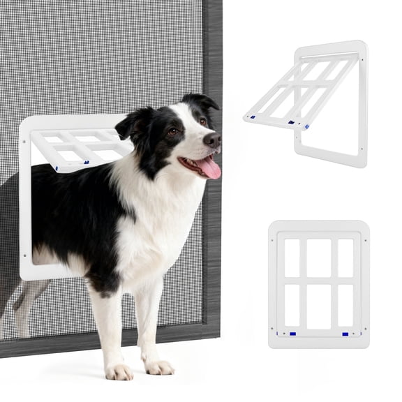 NAMSAN Large Dog Door for Screen/Sliding Door, Magnetic Self-Closing & Lockable, White