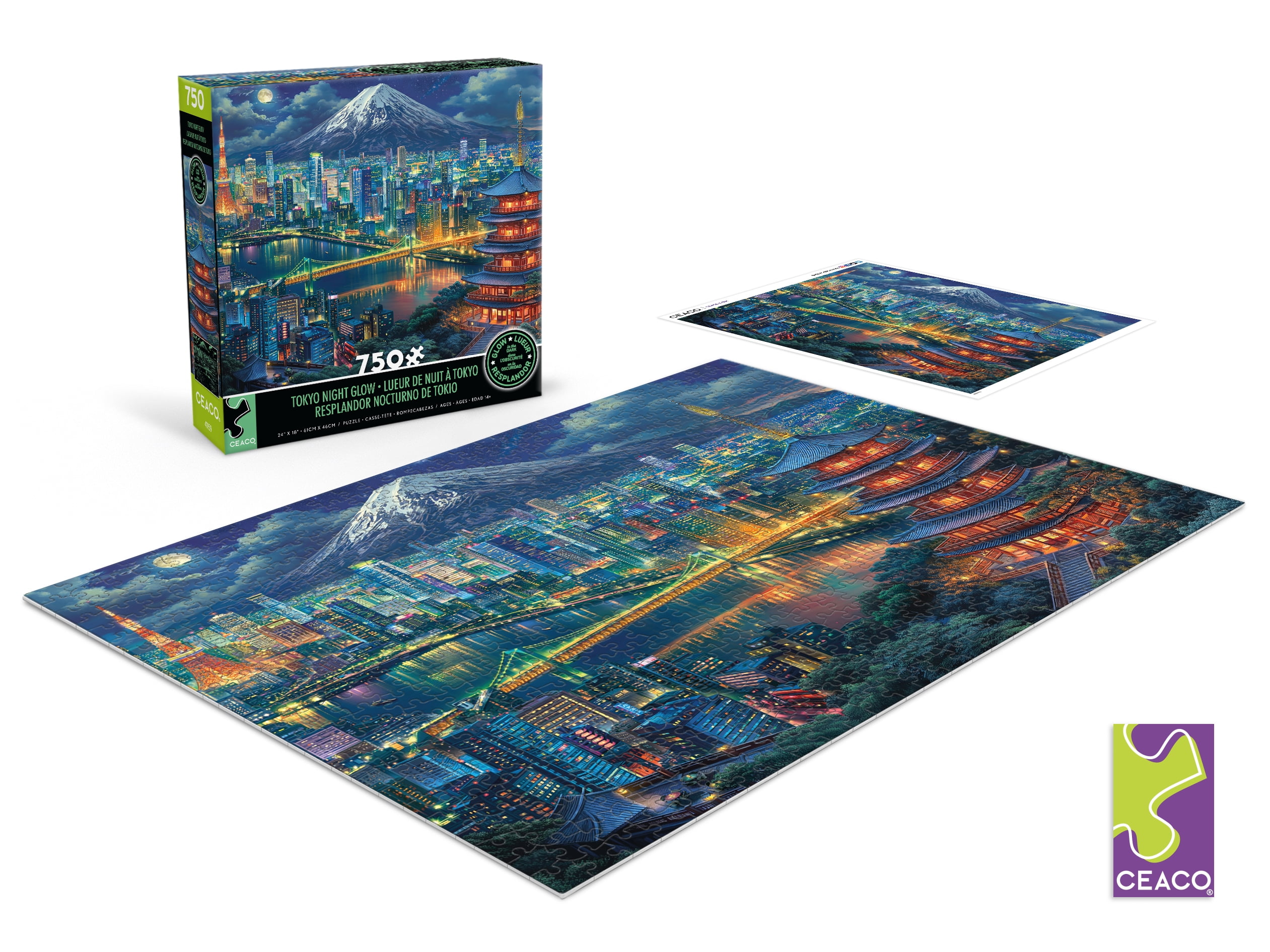 夜ページ Ceaco Tokyo Night Glow Interlocking Jigsaw Puzzle - Walmart.com