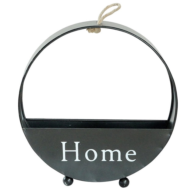 Shisuyan Creative Flower Pot Storage Rack Hanging Rope Shelf Iron Basket Wall Ornaments (Black)