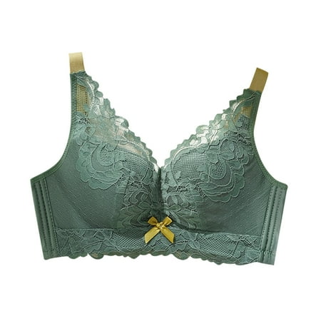 Rlmidhb Women s Wireless Bras Lightweight Full Coverage No Underwire Bralettes Anti-Sagging Side Breast Control Bra Green