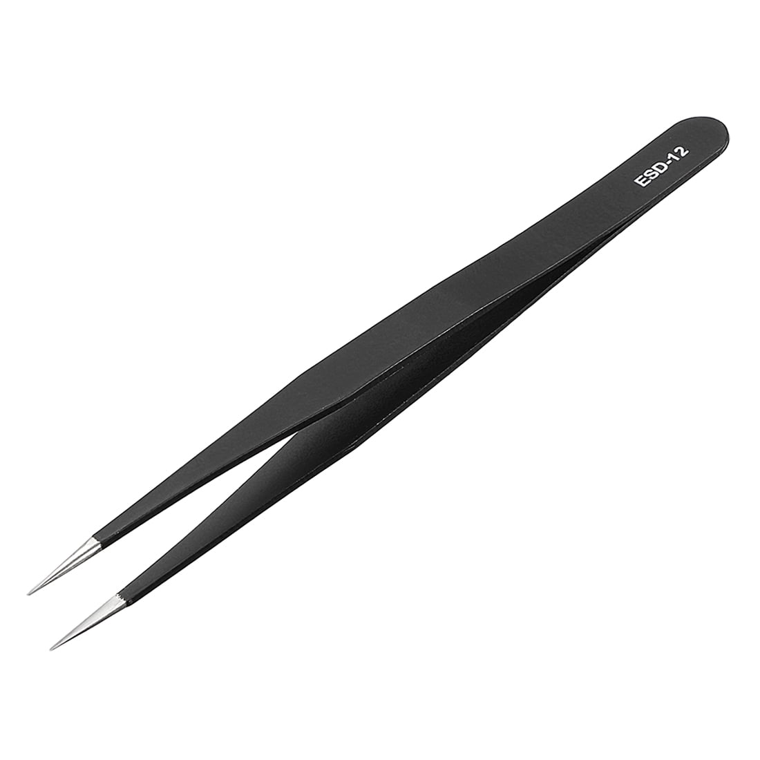 Straight Fine Tip Anti-Static ESD12 Steel Tweezers Electronic Stainless Tools 