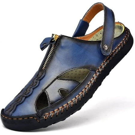 Men s Sandals Breathable Summer Beach Shoes Leisure Flats Men Casual Shoe Slip on Retro Sandals (Color : D  Size : 41)