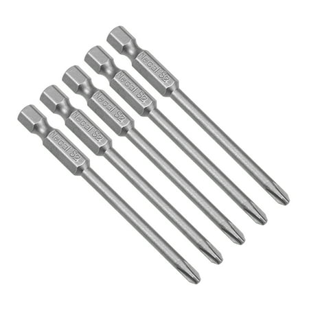 

5Pcs 1/4-Inch Hex Shank 75mm Length Phillips 4PH2 Magnetic Screw Driver S2 Screwdriver Bit