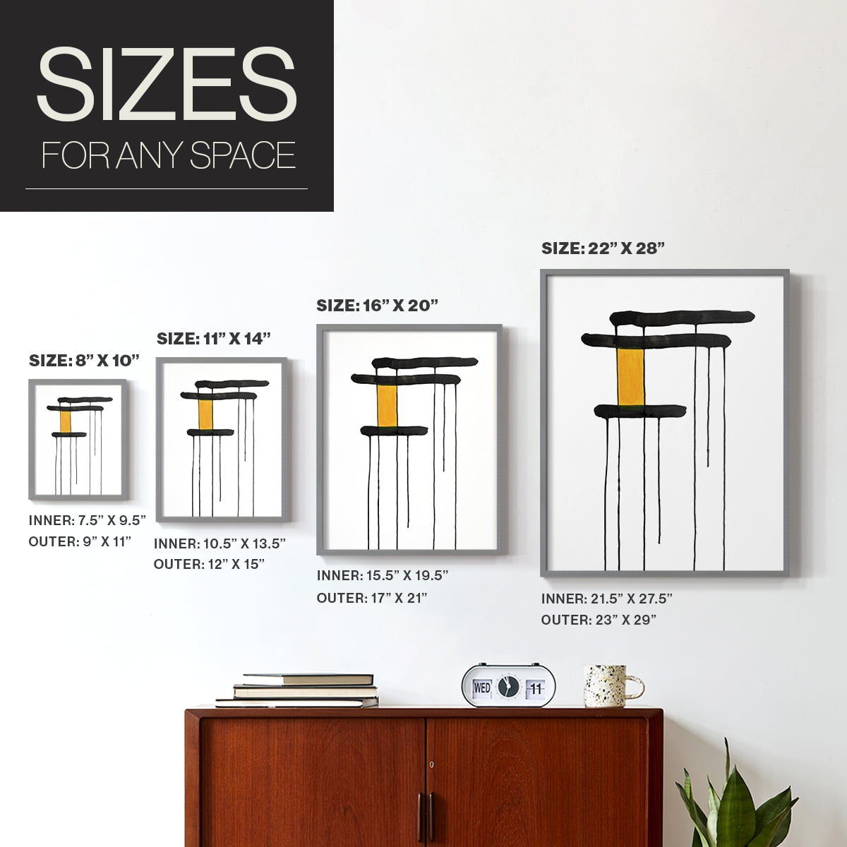 Golden Waterfall I in Gray Solid Wood 22 x 28 Framed Print