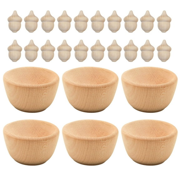 SASABAXI Wood Acorns Pieces Wooden Wood Color 1 Set of 26 Pcs 3.5x0.98in Acorn