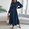 thumbnail image 7 of Cavosen Casual Dresses for Women Ruffle Crew Neck Empire Waist Evening Gowns Shirred Long Sleeve Elegant Dress, 7 of 7