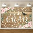 thumbnail image 2 of Rustic Wood Graduation Backdrop Eucalyptus Leaves Boho Floral Congrats Grad Class of 2025 Decorations Background Pink Flower Congratulations Graduate Prom Baby Shower Banner Photo Booth, 2 of 10