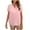 Pink, variant on Women's Linen Shirts Summer Short Sleeved T-Shirts Casual Loose Cotton Linen Blouses Solid Color V-Neck Pullover Tops