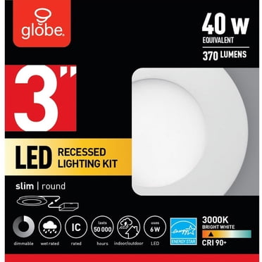 Globe Electric 5-Inch Recessed Light Fixture – Damp Rated For Showers, Easy Installation, White Trim, IC Rated (Bulb Not Included)