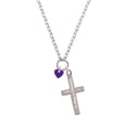thumbnail image 2 of Delight Jewelry Acrylic 5/16" Purple Heart Be Strong and Courageous Engraved Cross Zoey Necklace, 28", 2 of 4